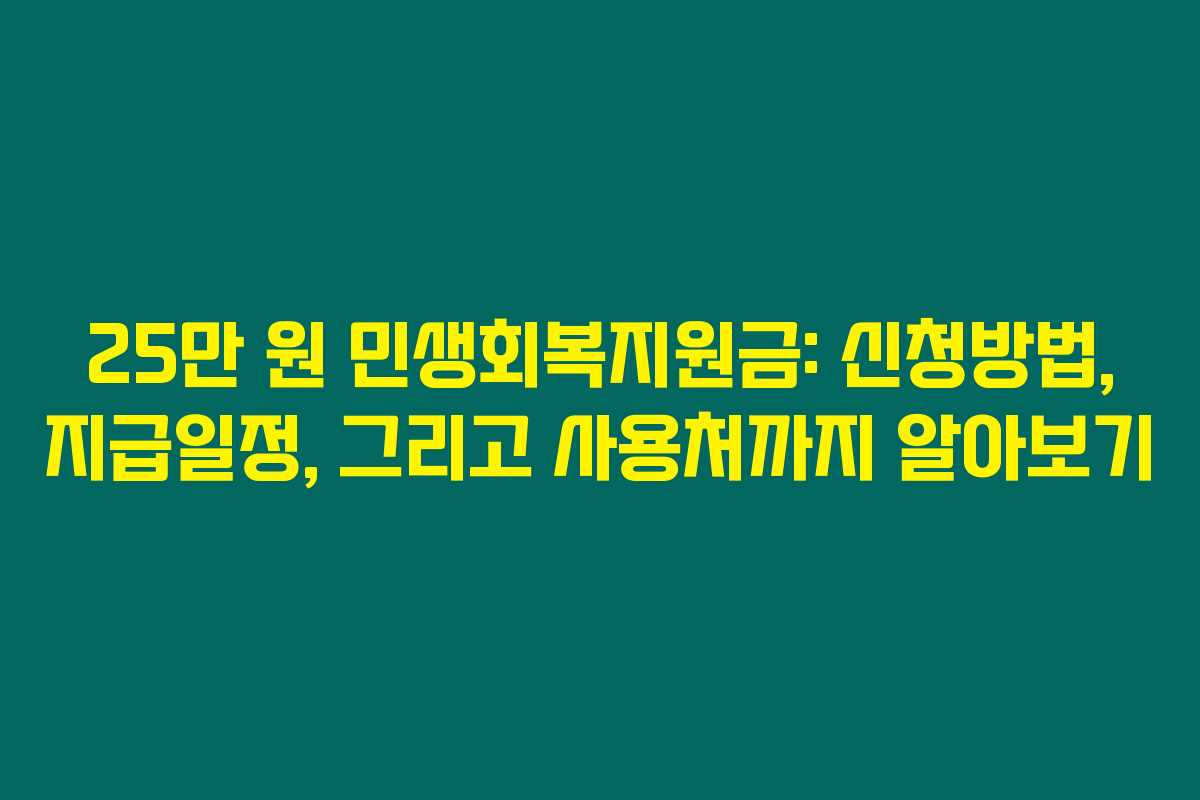 25만 원 민생회복지원금: 신청방법, 지급일정, 그리고 사용처까지 알아보기