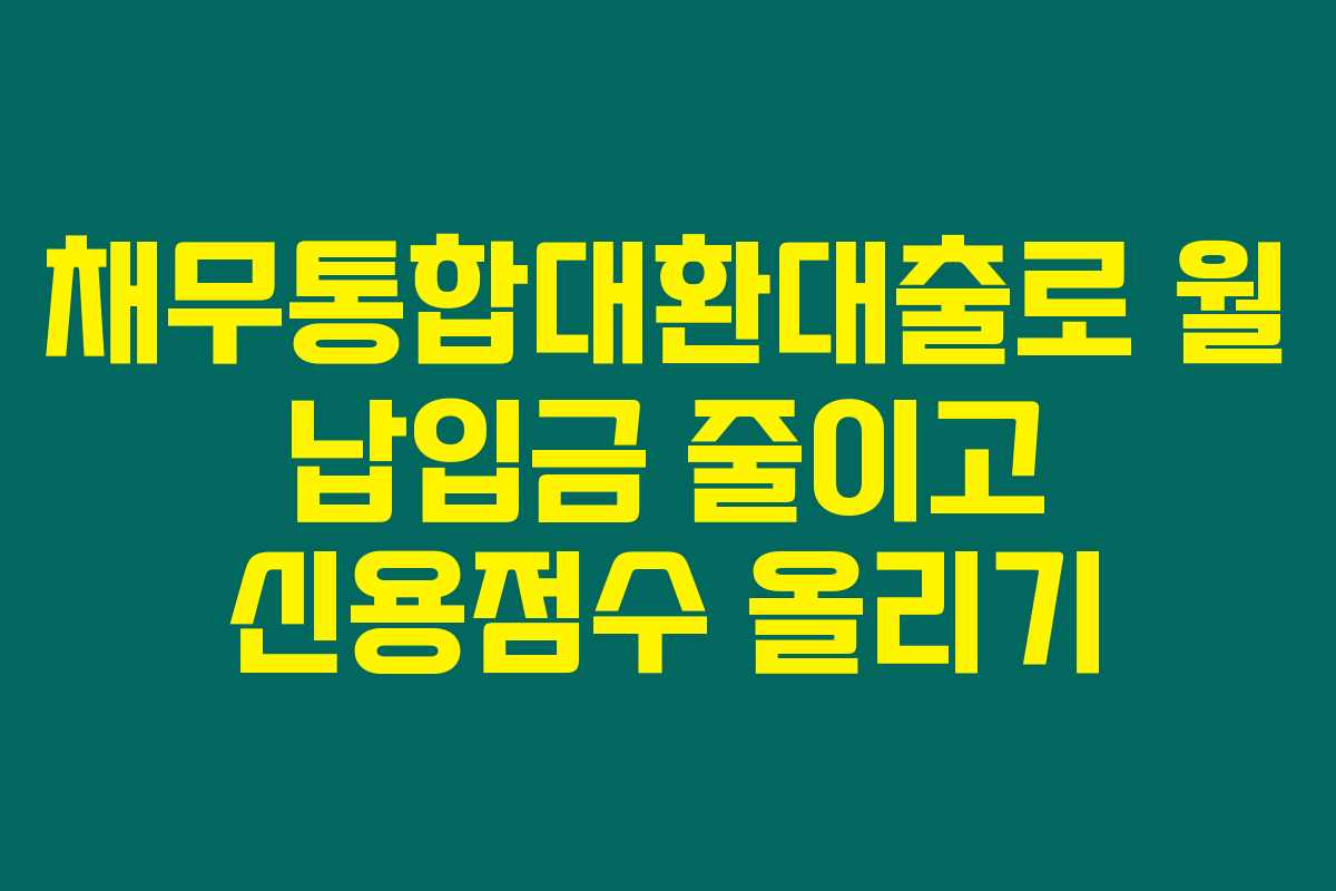 채무통합대환대출로 월 납입금 줄이고 신용점수 올리기