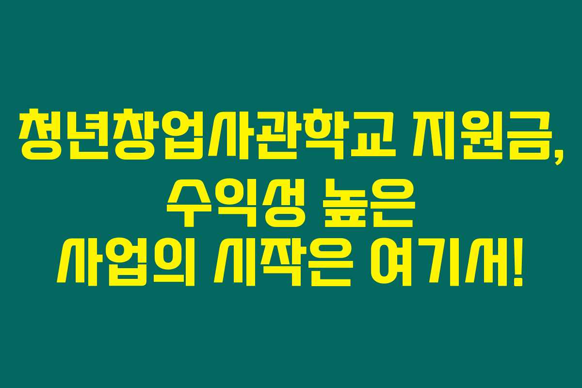 청년창업사관학교 지원금, 수익성 높은 사업의 시작은 여기서!