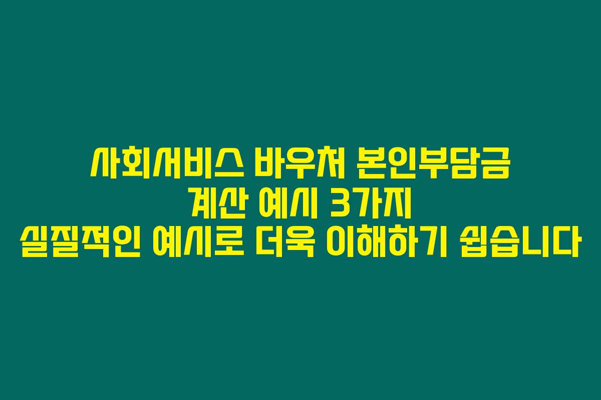 사회서비스 바우처 본인부담금 계산 예시 3가지 실질적인 예시로 더욱 이해하기 쉽습니다