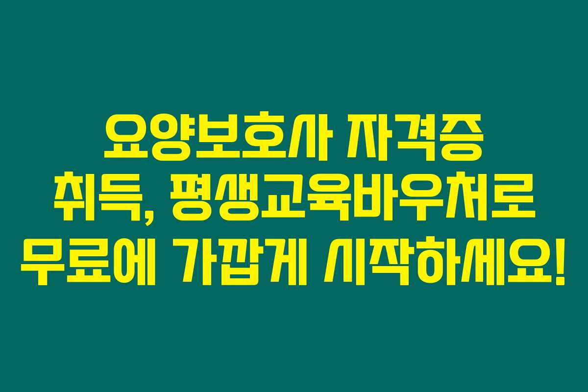 요양보호사 자격증 취득, 평생교육바우처로 무료에 가깝게 시작하세요! 요양보호사 자격증 취득, 평생교육바우처로 무료에 가깝게 시작하세요!