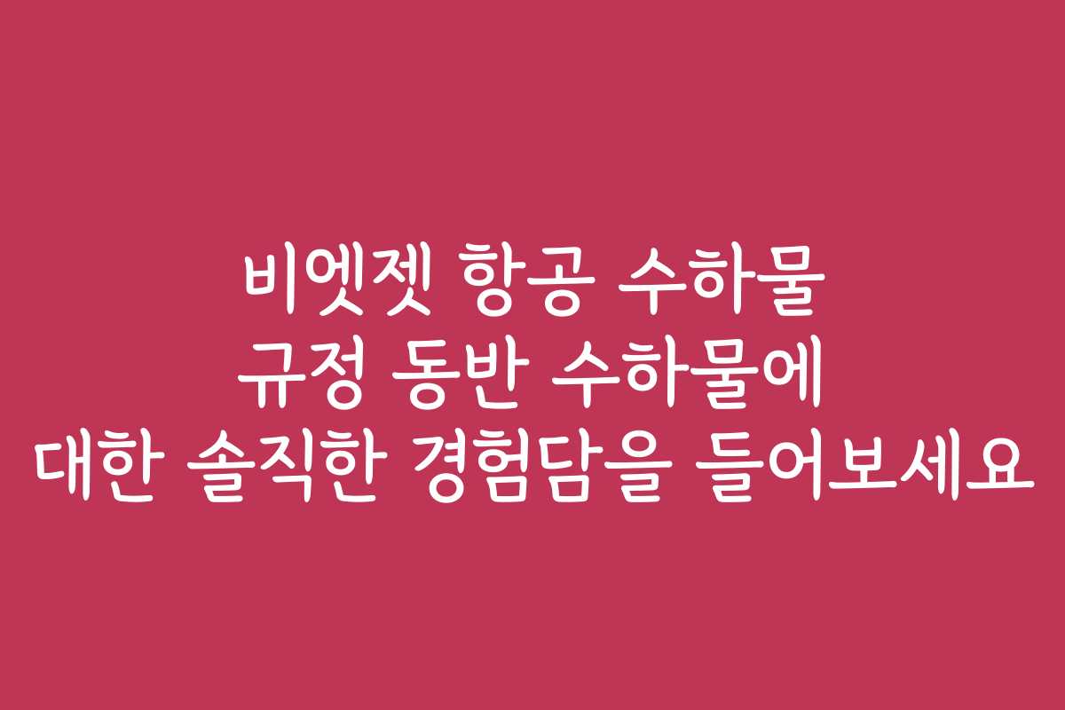 비엣젯 항공 수하물 규정 동반 수하물에 대한 솔직한 경험담을 들어보세요 비엣젯 항공 수하물 규정 동반 수하물에 대한 솔직한 경험담을 들어보세요