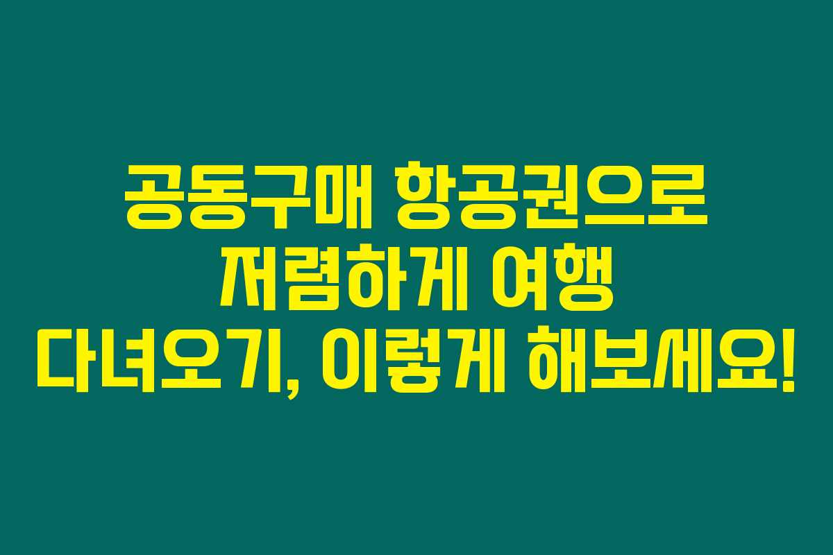 공동구매 항공권으로 저렴하게 여행 다녀오기, 이렇게 해보세요! 공동구매 항공권으로 저렴하게 여행 다녀오기, 이렇게 해보세요!