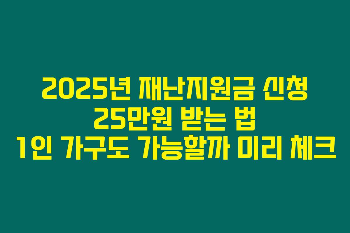 2025년 재난지원금 신청 25만원 받는 법 1인 가구도 가능할까 미리 체크