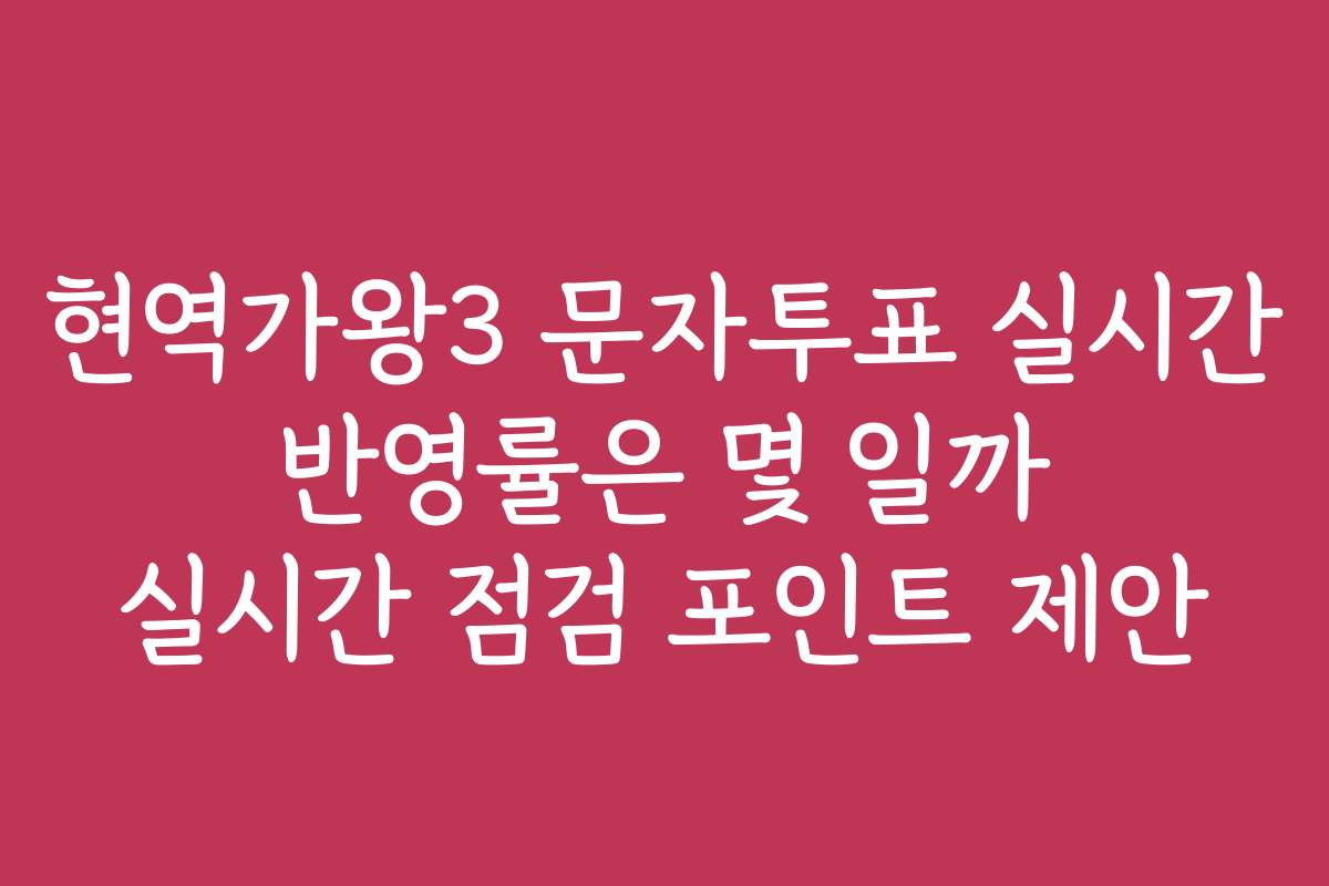 현역가왕3 문자투표 실시간 반영률은 몇 일까 실시간 점검 포인트 제안