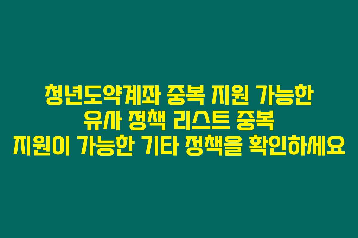 청년도약계좌 중복 지원 가능한 유사 정책 리스트 중복 지원이 가능한 기타 정책을 확인하세요