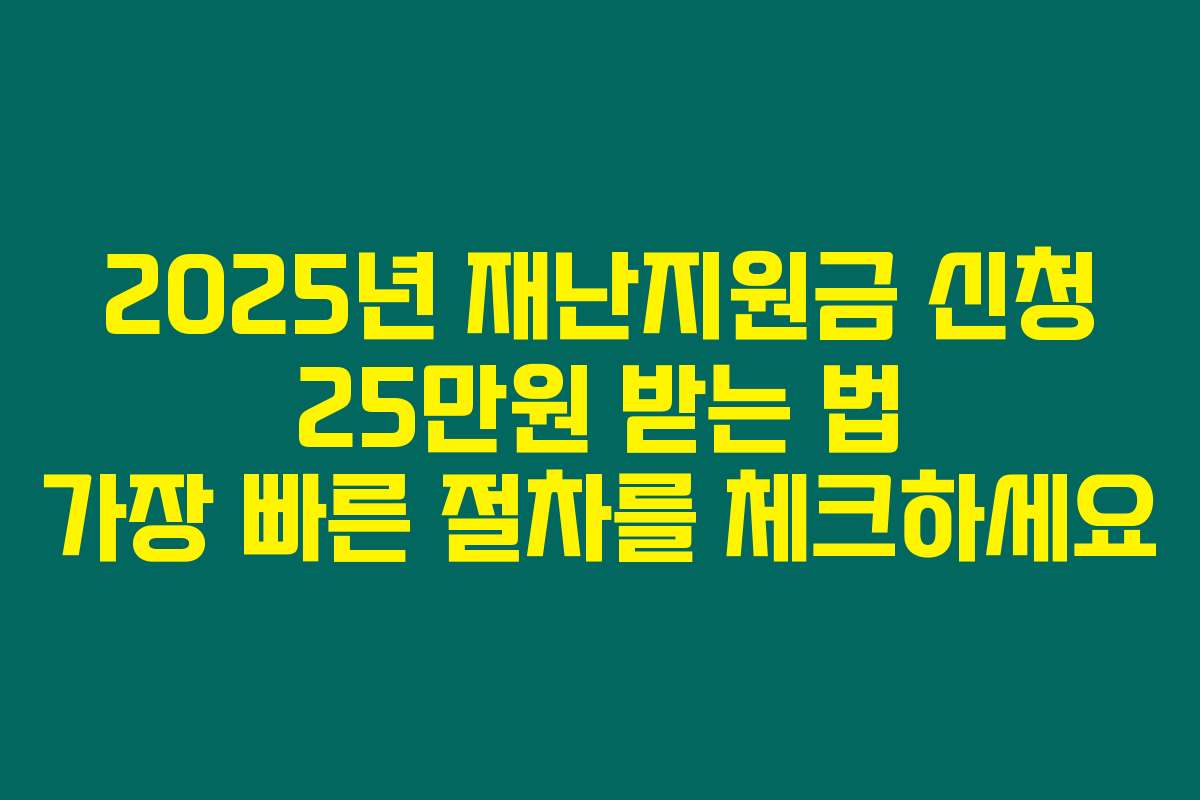 2025년 재난지원금 신청 25만원 받는 법 가장 빠른 절차를 체크하세요