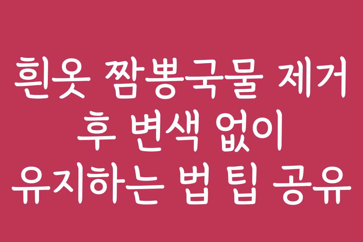 흰옷 짬뽕국물 제거 후 변색 없이 유지하는 법 팁 공유