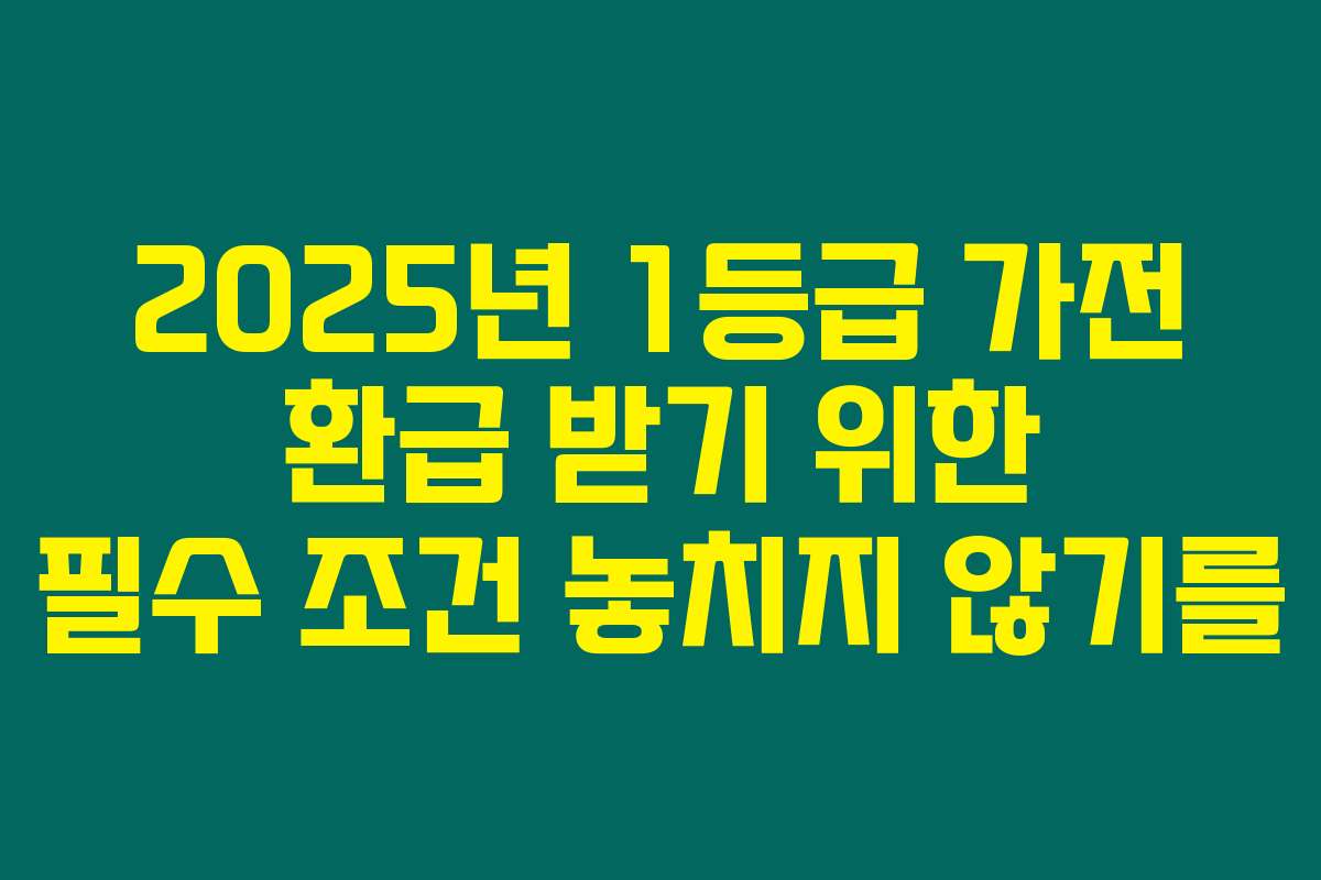 2025년 1등급 가전 환급 받기 위한 필수 조건 놓치지 않기를
