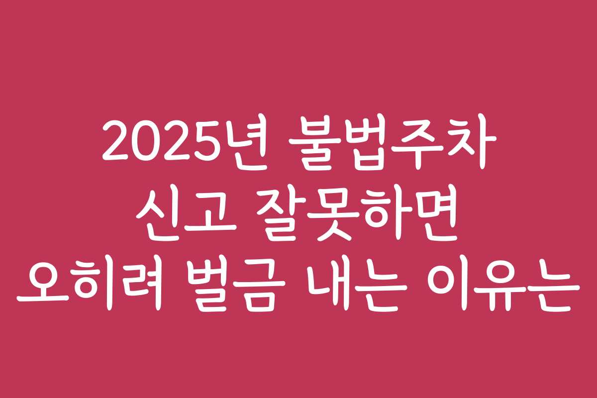 2025년 불법주차 신고 잘못하면 오히려 벌금 내는 이유는