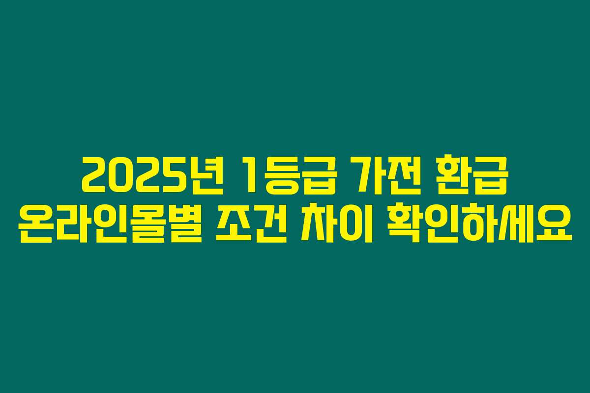 2025년 1등급 가전 환급 온라인몰별 조건 차이 확인하세요