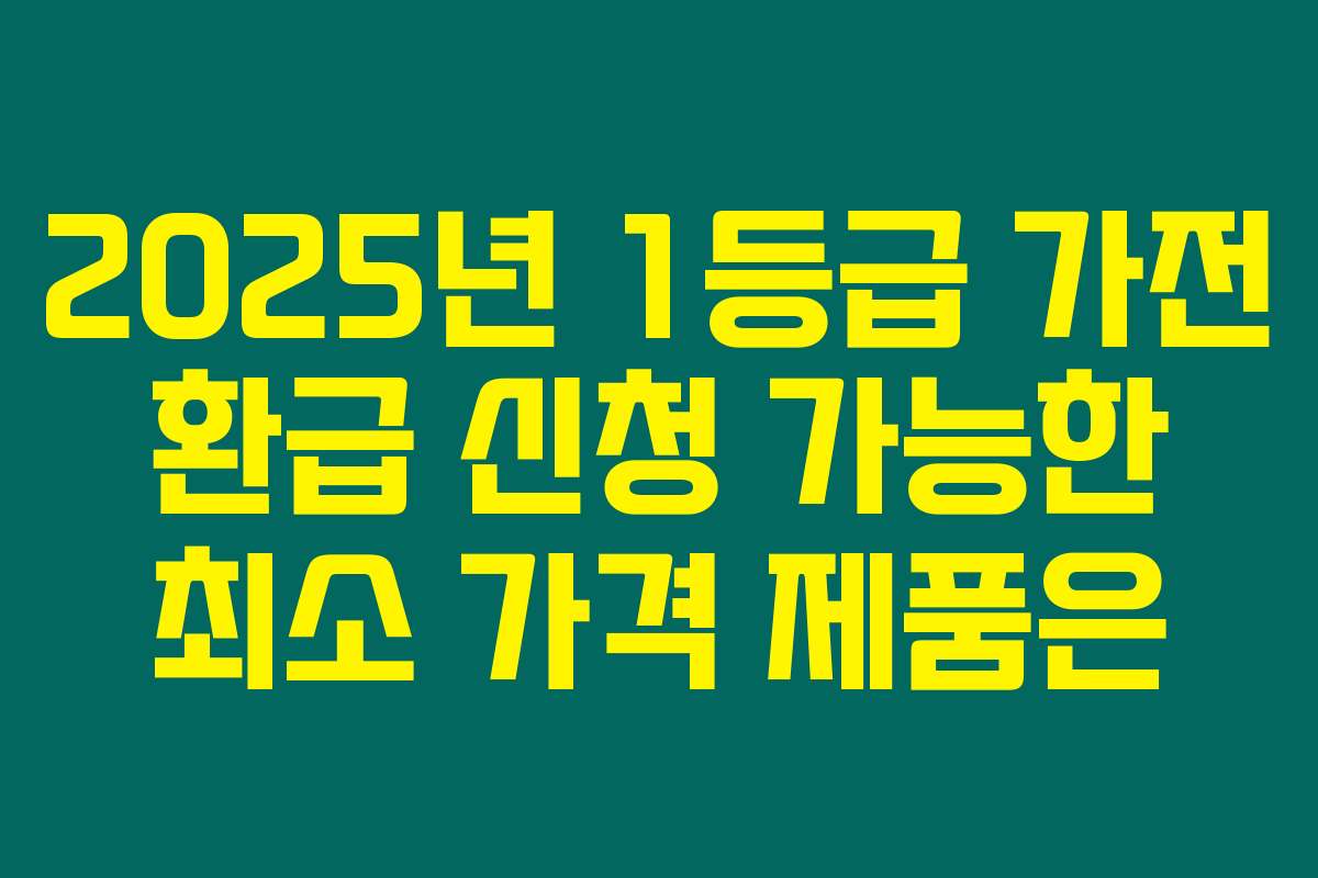 2025년 1등급 가전 환급 신청 가능한 최소 가격 제품은