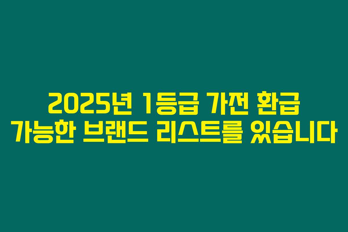 2025년 1등급 가전 환급 가능한 브랜드 리스트를 있습니다