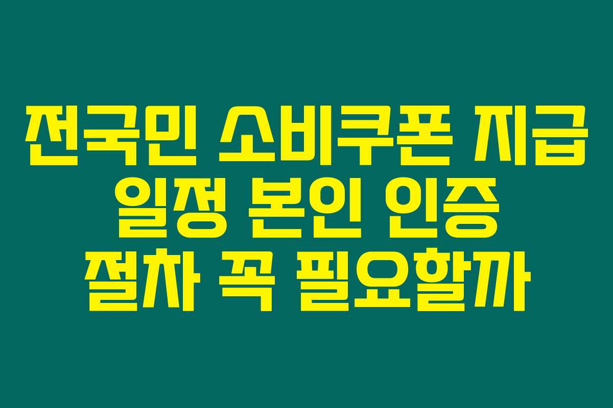 전국민 소비쿠폰 지급 일정 본인 인증 절차 꼭 필요할까