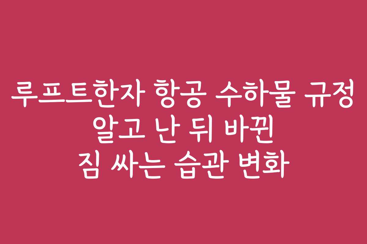 루프트한자 항공 수하물 규정 알고 난 뒤 바뀐 짐 싸는 습관 변화