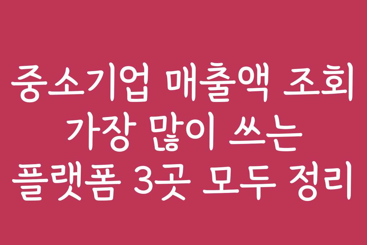 중소기업 매출액 조회 가장 많이 쓰는 플랫폼 3곳 모두 정리