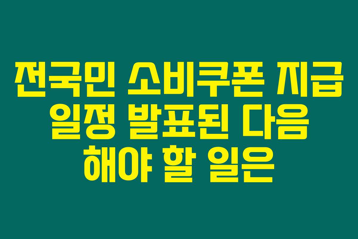 전국민 소비쿠폰 지급 일정 발표된 다음 해야 할 일은