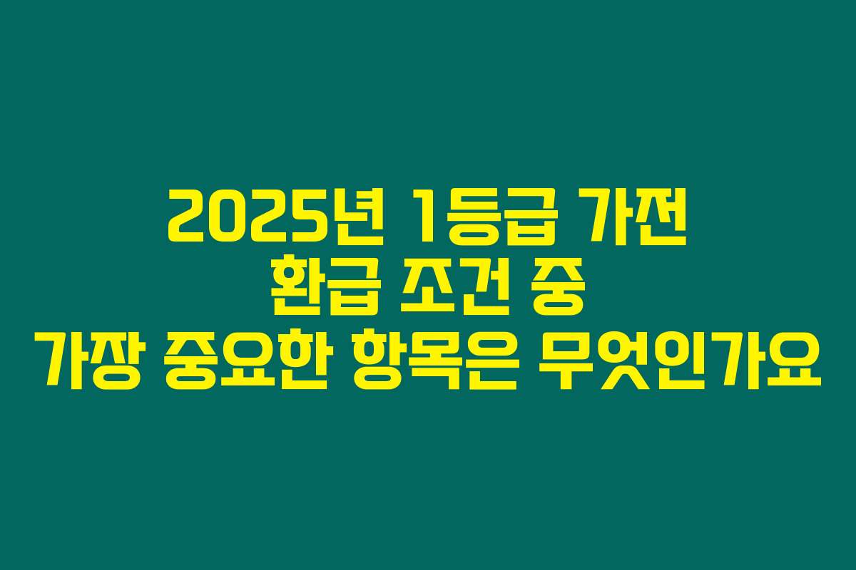 2025년 1등급 가전 환급 조건 중 가장 중요한 항목은 무엇인가요