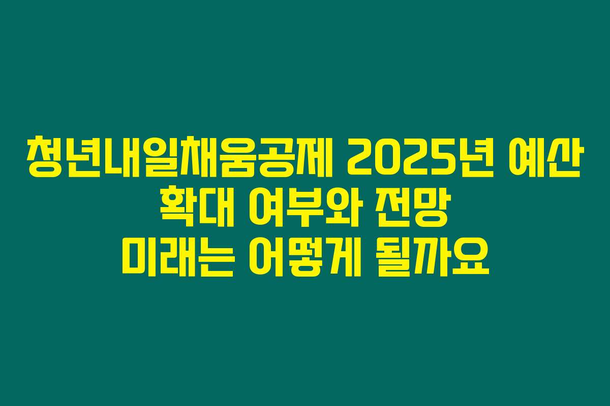 청년내일채움공제 2025년 예산 확대 여부와 전망 미래는 어떻게 될까요