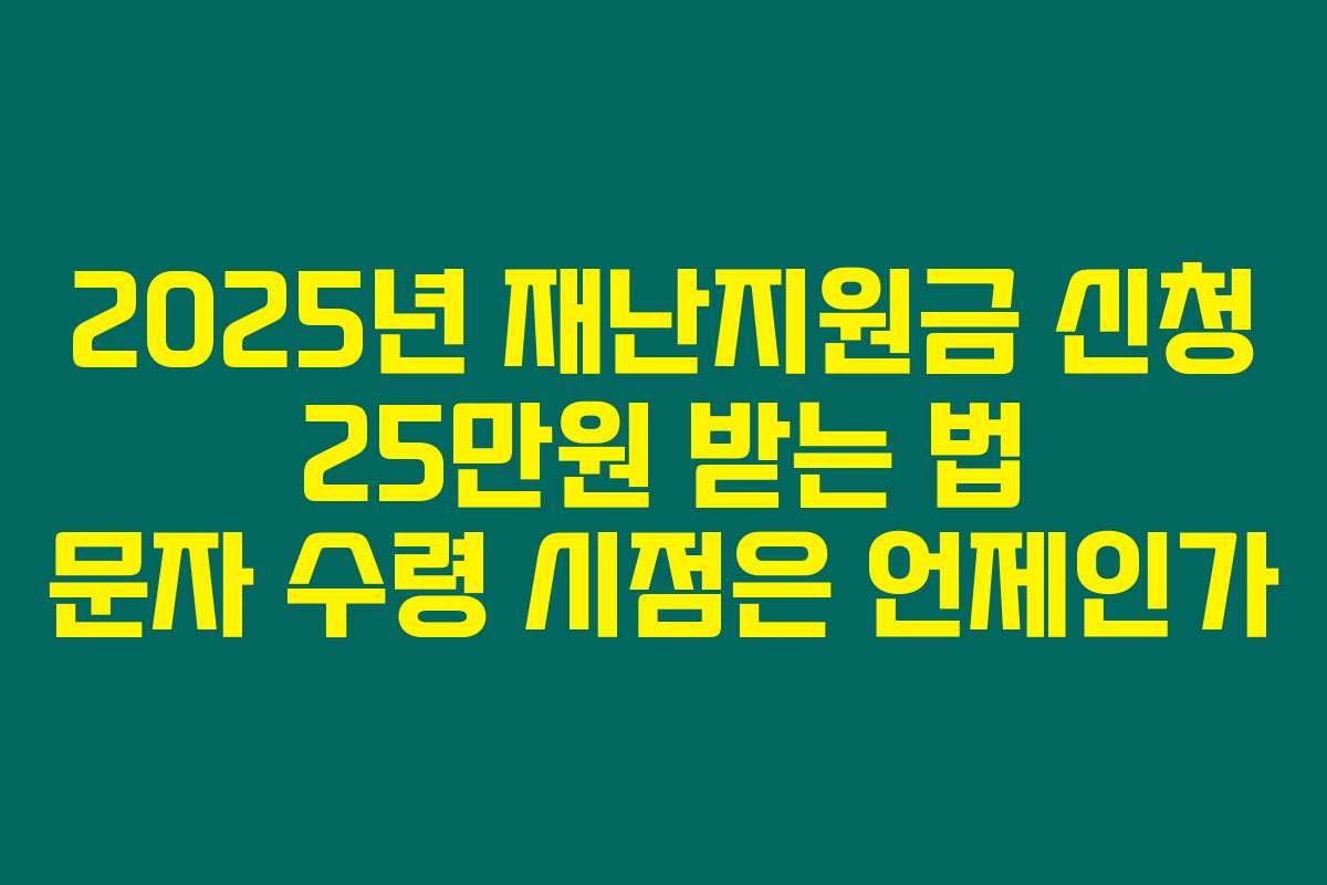 2025년 재난지원금 신청 25만원 받는 법 문자 수령 시점은 언제인가