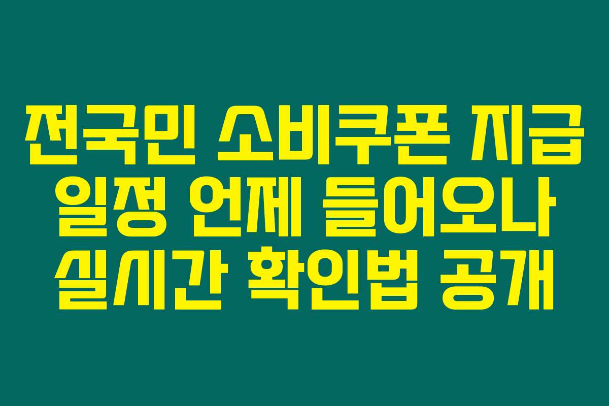 전국민 소비쿠폰 지급 일정 언제 들어오나 실시간 확인법 공개