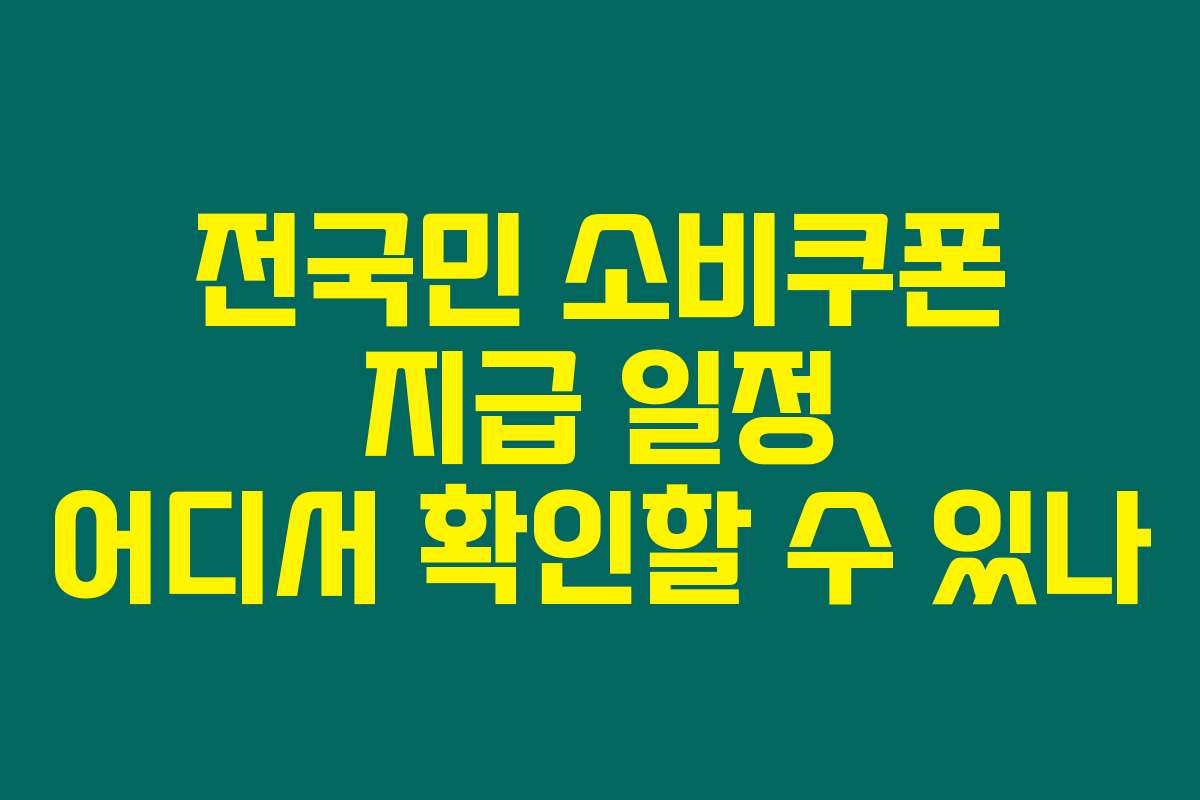 전국민 소비쿠폰 지급 일정 어디서 확인할 수 있나