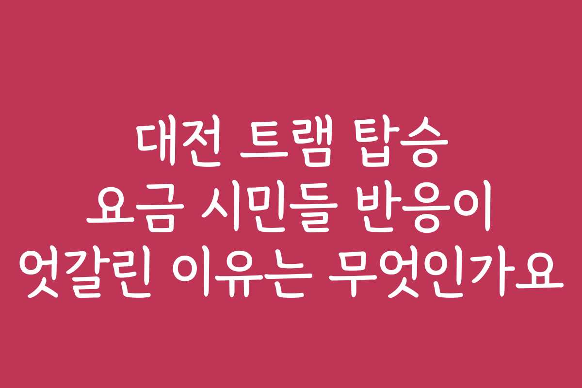 대전 트램 탑승 요금 시민들 반응이 엇갈린 이유는 무엇인가요