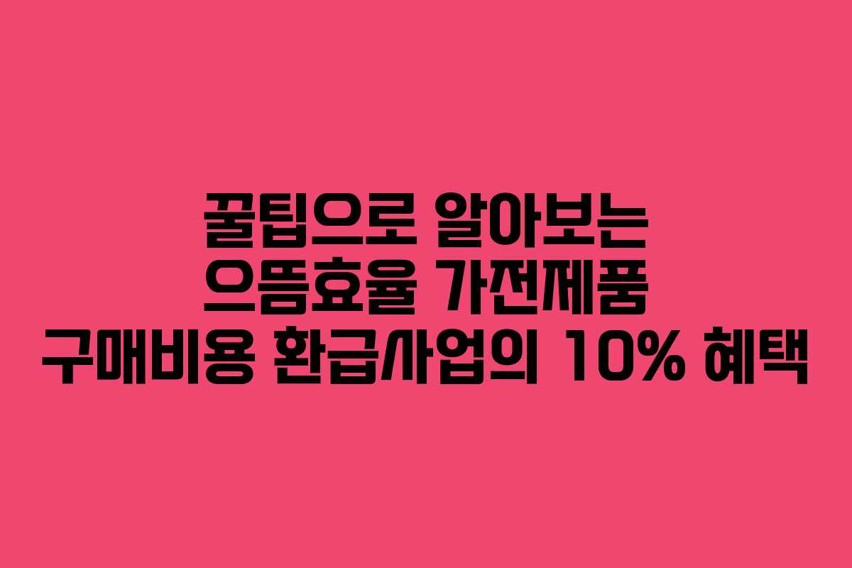 꿀팁으로 알아보는 으뜸효율 가전제품 구매비용 환급사업의 10% 혜택
