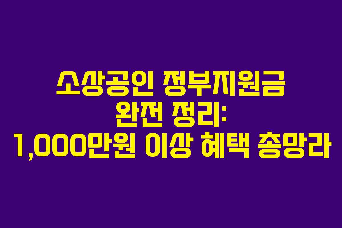 소상공인 정부지원금 완전 정리: 1,000만원 이상 혜택 총망라