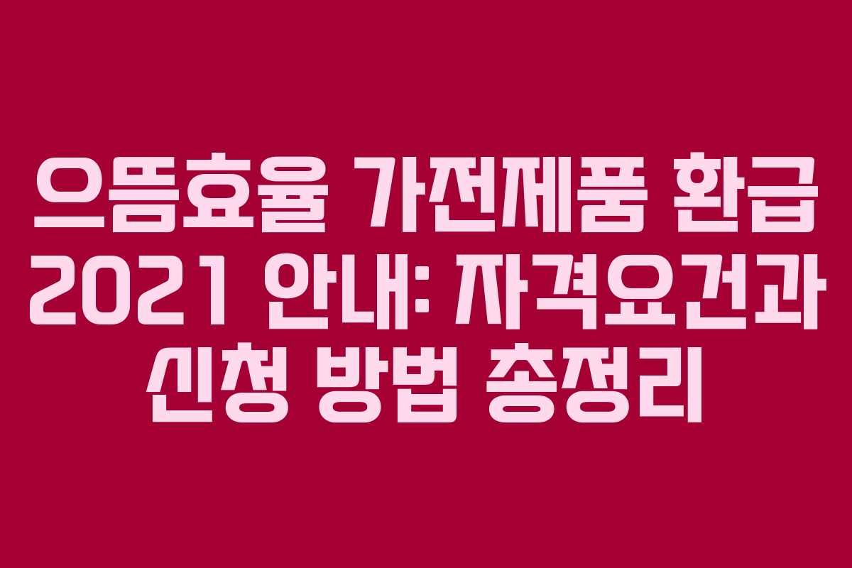 으뜸효율 가전제품 환급 2021 안내: 자격요건과 신청 방법 총정리
