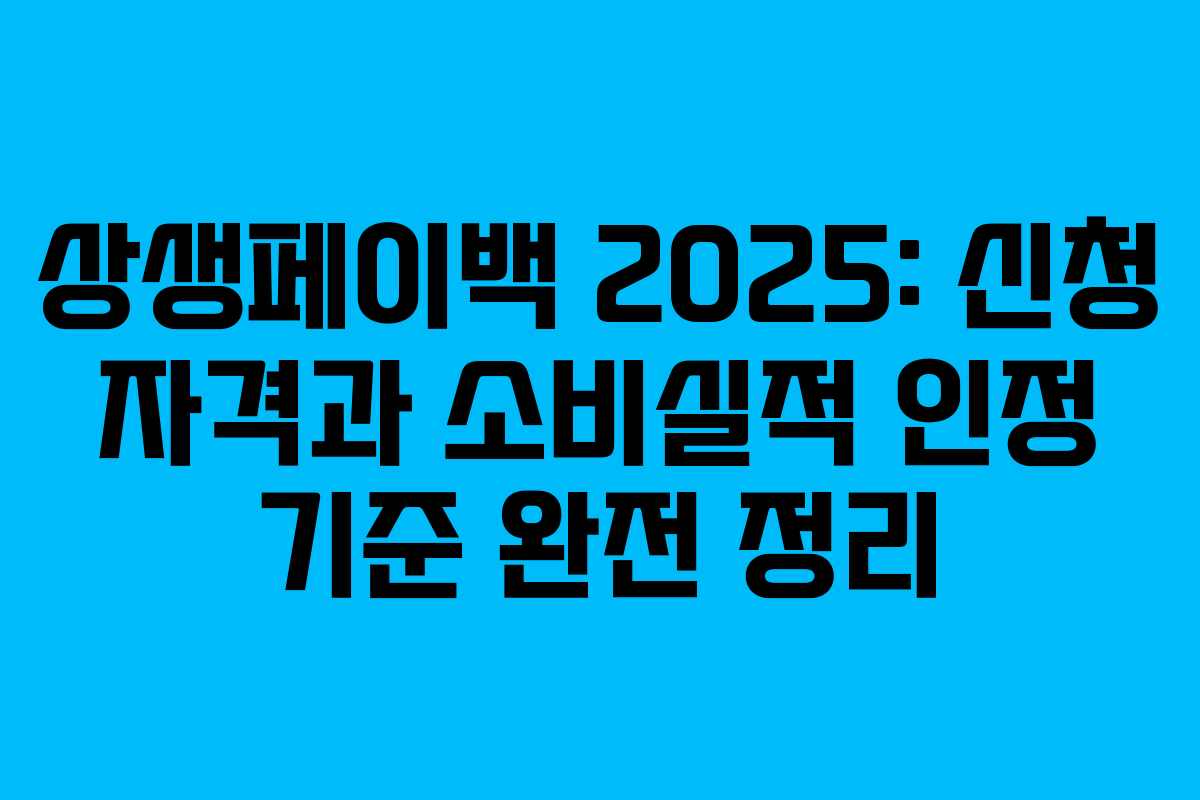 상생페이백 2025: 신청 자격과 소비실적 인정 기준 완전 정리