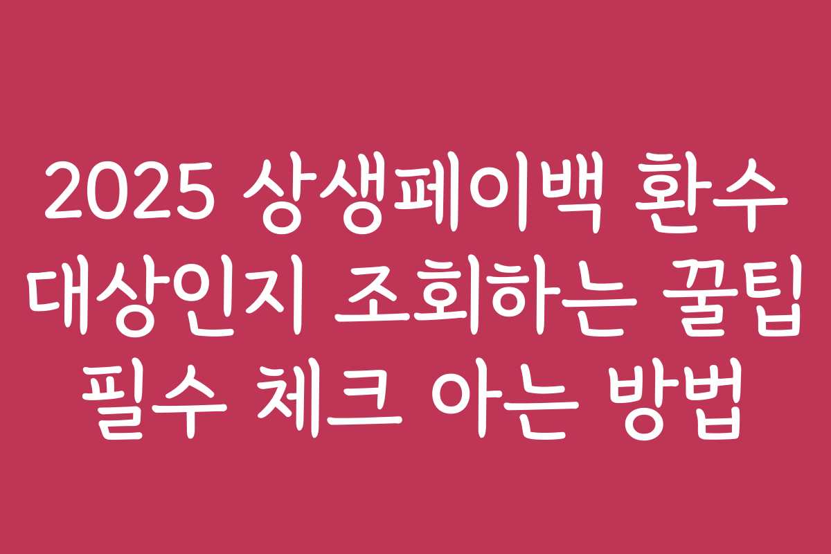 2025 상생페이백 환수 대상인지 조회하는 꿀팁 필수 체크 아는 방법