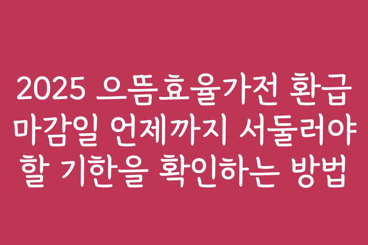 2025 으뜸효율가전 환급 마감일 언제까지 서둘러야 할 기한을 확인하는 방법