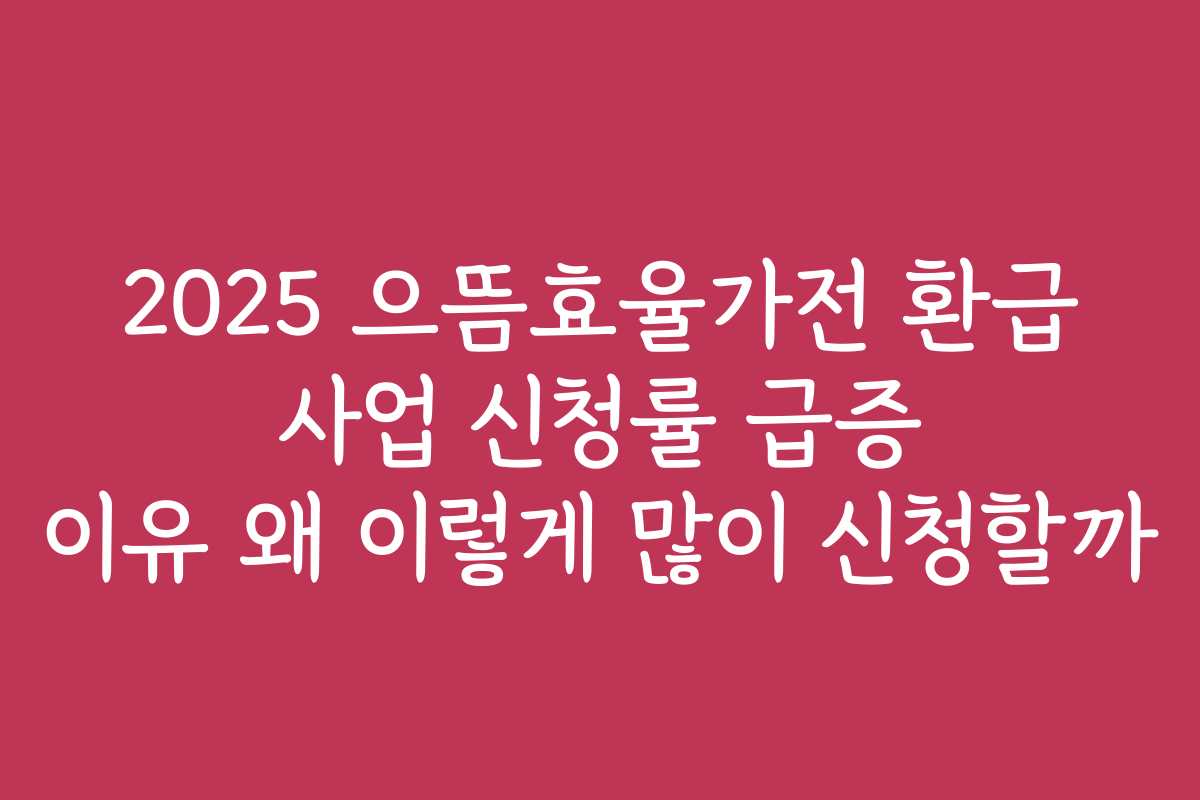 2025 으뜸효율가전 환급 사업 신청률 급증 이유 왜 이렇게 많이 신청할까