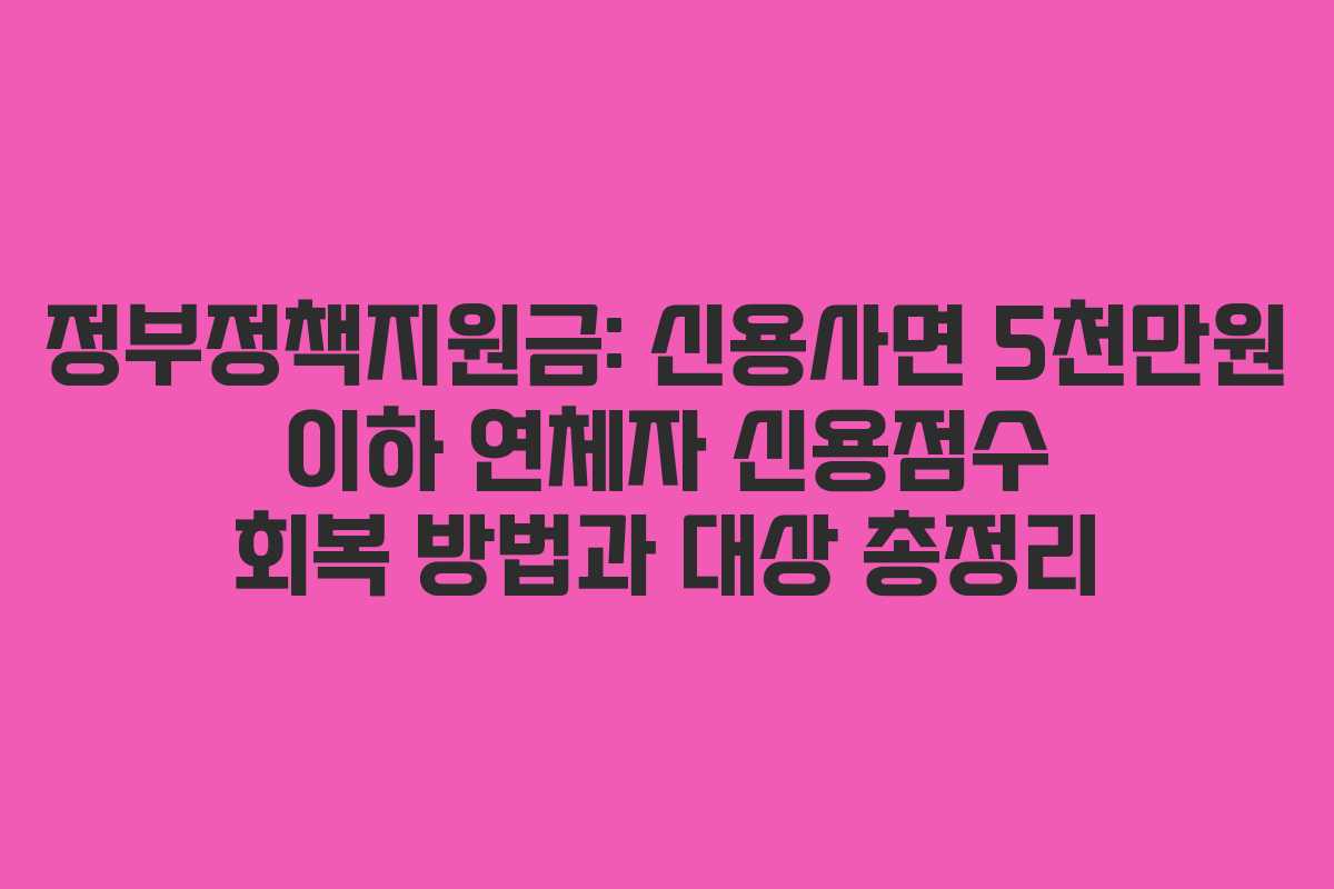 정부정책지원금: 신용사면 5천만원 이하 연체자 신용점수 회복 방법과 대상 총정리