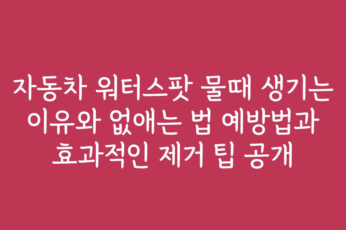 자동차 워터스팟 물때 생기는 이유와 없애는 법 예방법과 효과적인 제거 팁 공개