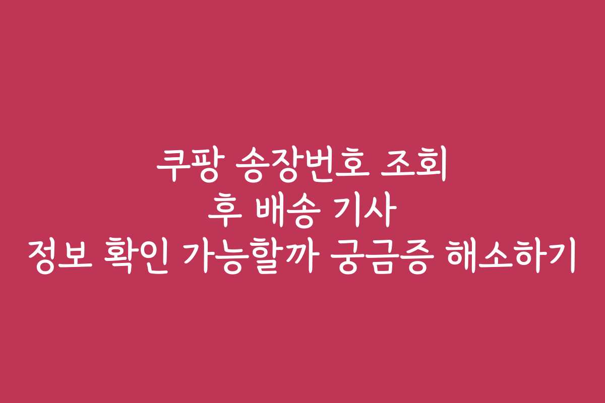 쿠팡 송장번호 조회 후 배송 기사 정보 확인 가능할까 궁금증 해소하기