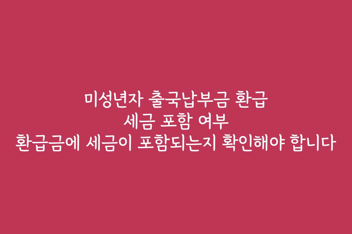 미성년자 출국납부금 환급 세금 포함 여부 환급금에 세금이 포함되는지 확인해야 합니다