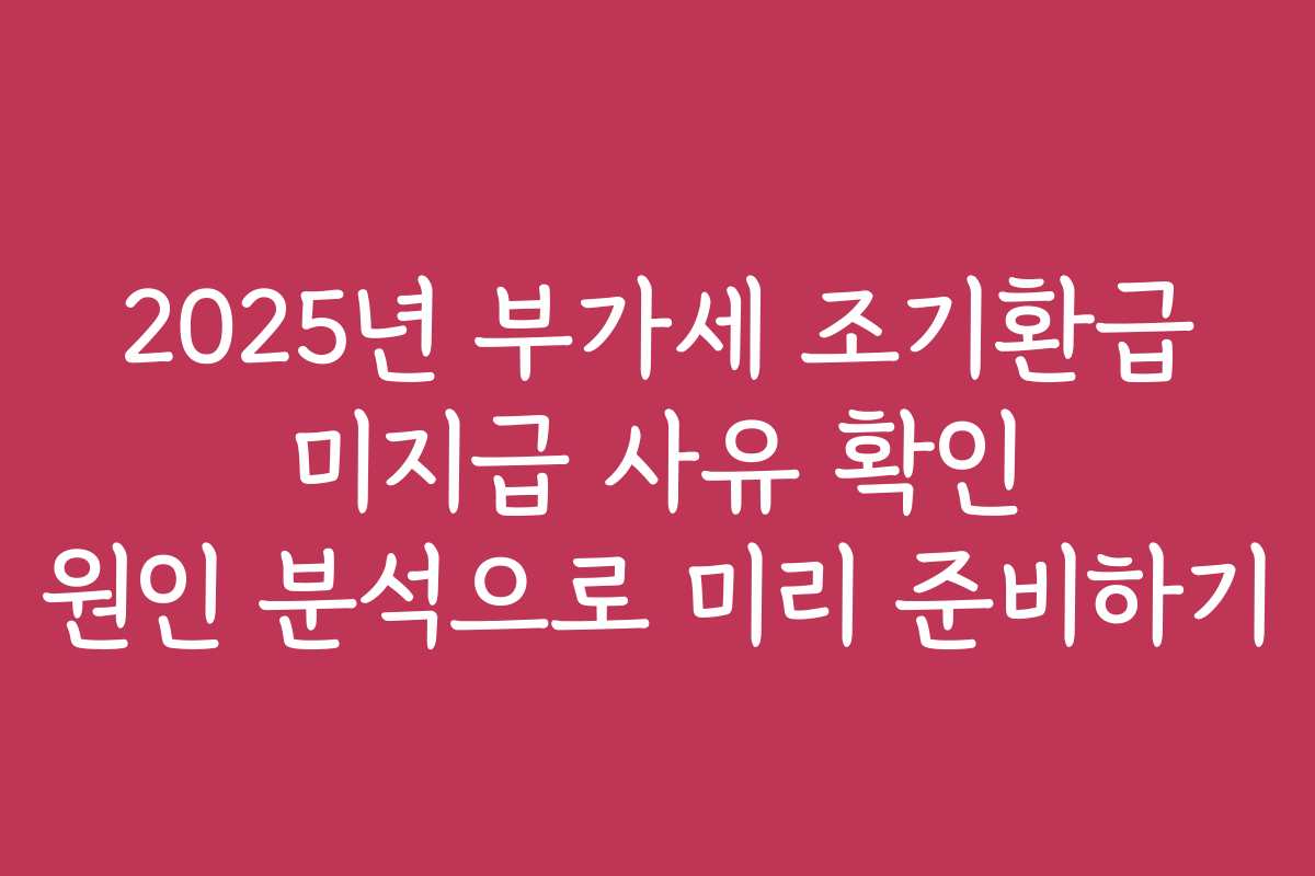 2025년 부가세 조기환급 미지급 사유 확인 원인 분석으로 미리 준비하기