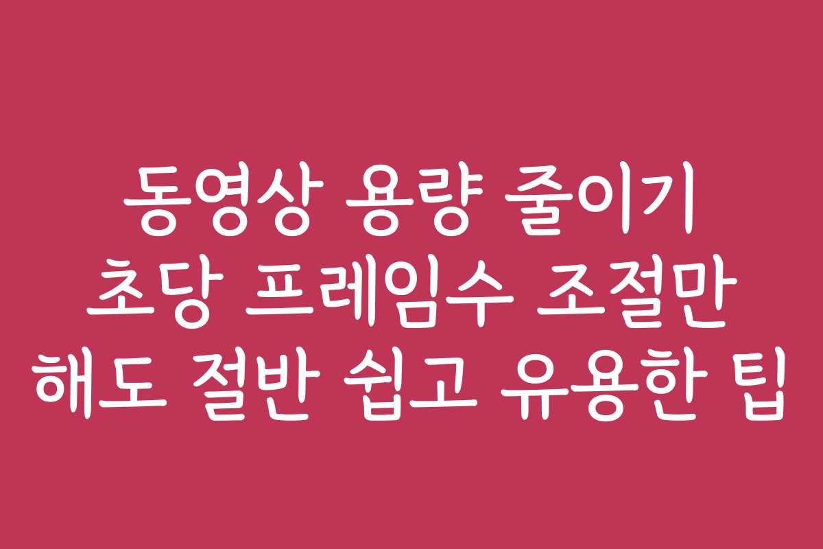 동영상 용량 줄이기 초당 프레임수 조절만 해도 절반 쉽고 유용한 팁