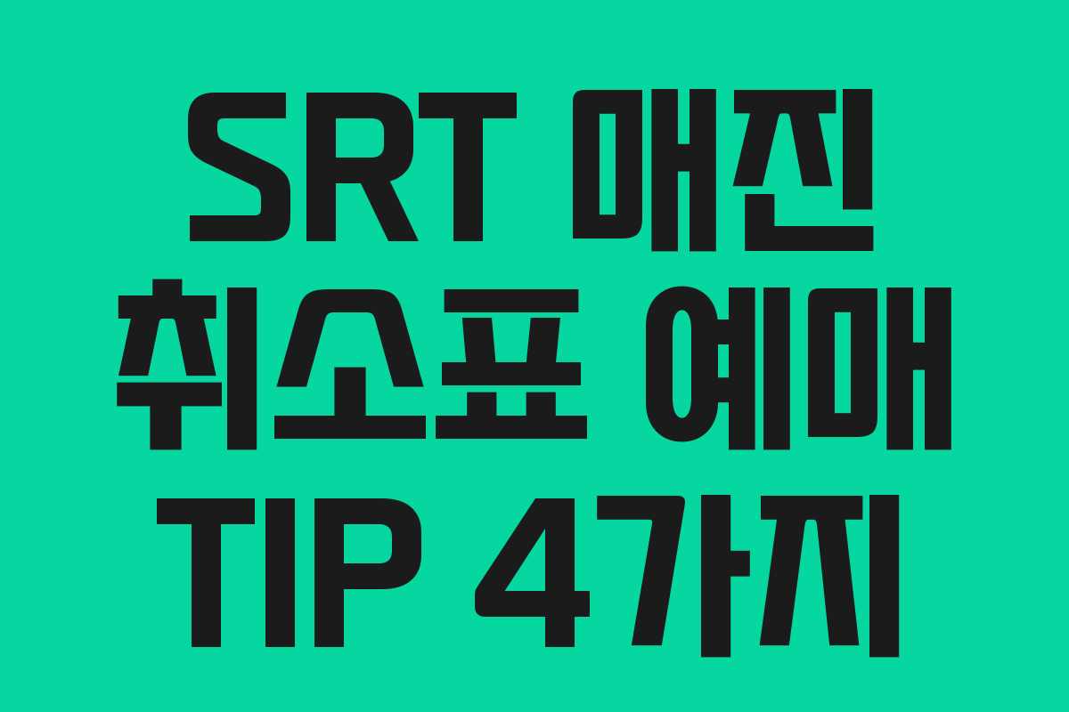 SRT 매진 취소표 예매 TIP 4가지