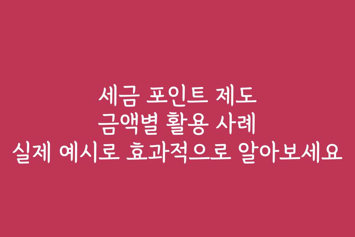 세금 포인트 제도 금액별 활용 사례 실제 예시로 효과적으로 알아보세요