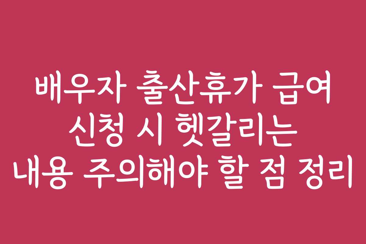 배우자 출산휴가 급여 신청 시 헷갈리는 내용 주의해야 할 점 정리