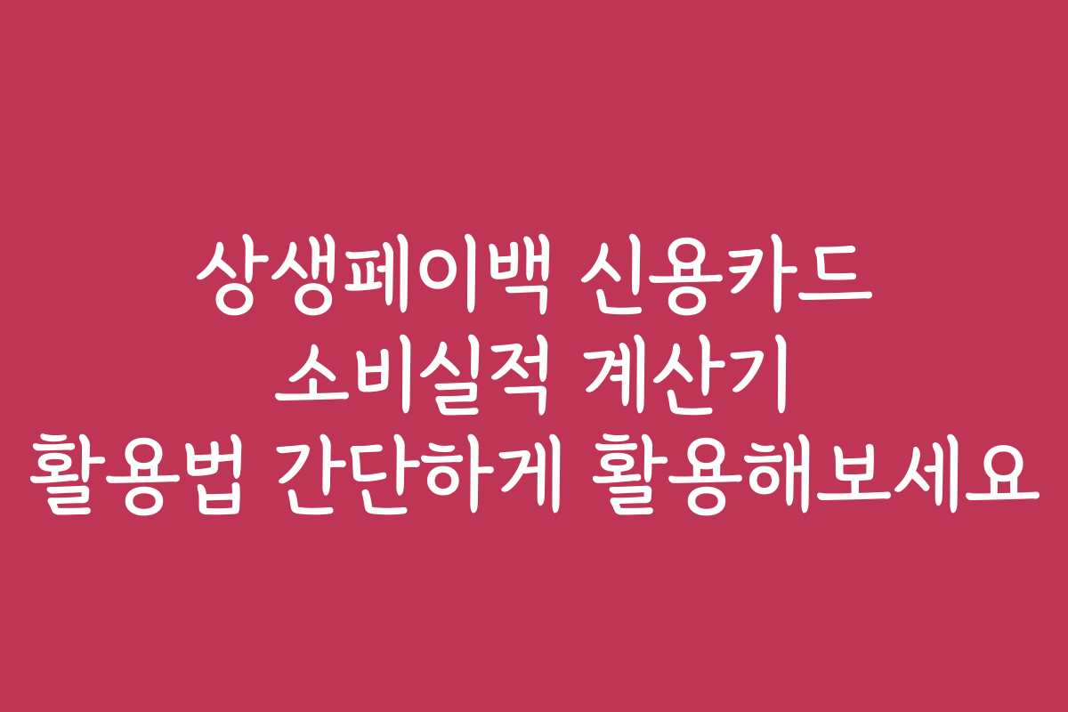 상생페이백 신용카드 소비실적 계산기 활용법 간단하게 활용해보세요