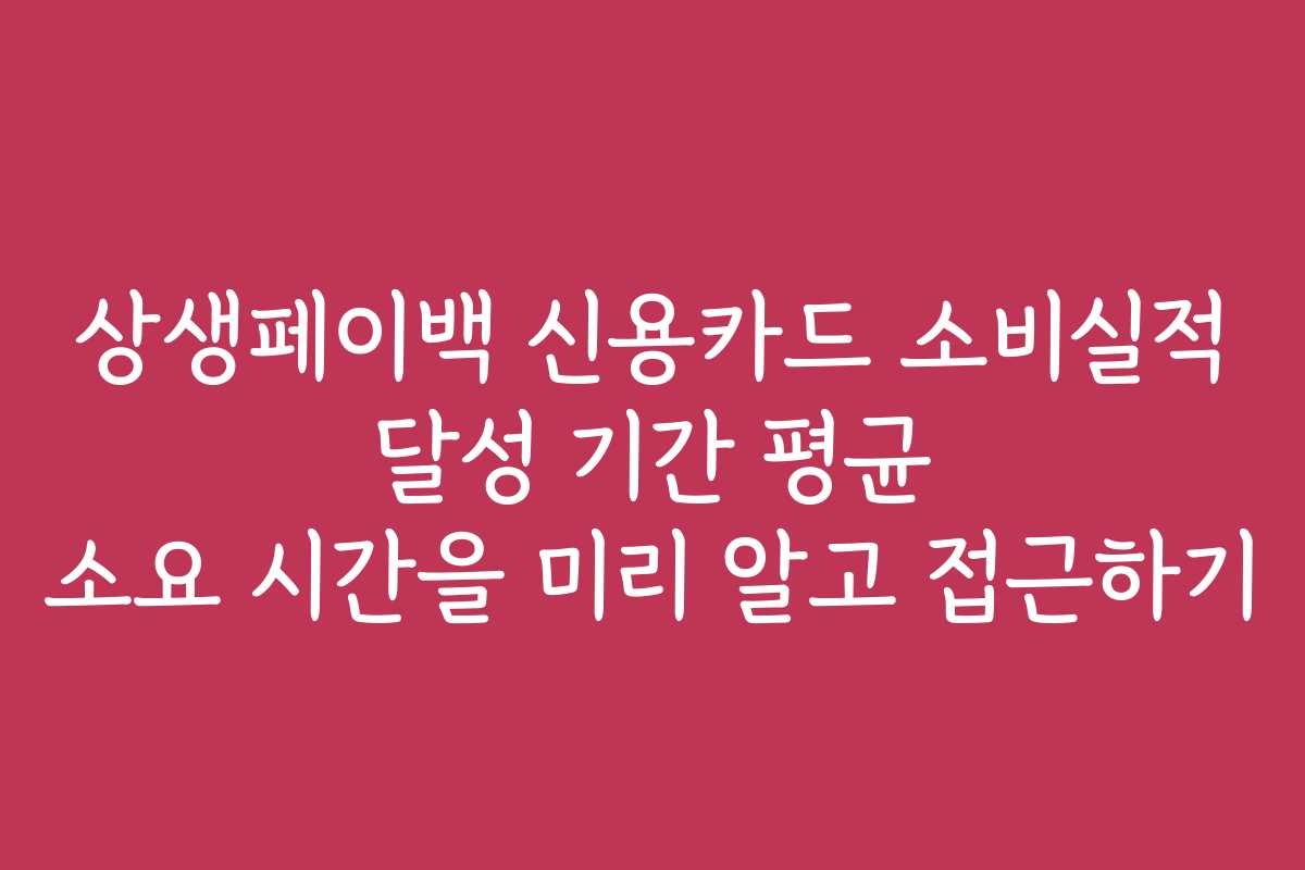 상생페이백 신용카드 소비실적 달성 기간 평균 소요 시간을 미리 알고 접근하기