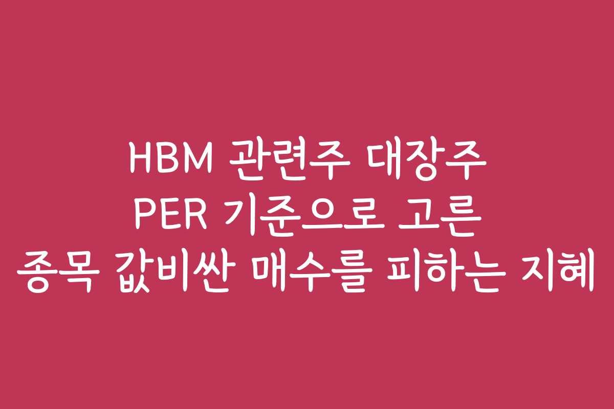 HBM 관련주 대장주 PER 기준으로 고른 종목 값비싼 매수를 피하는 지혜
