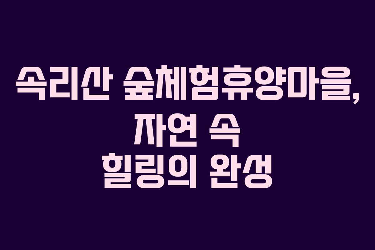 속리산 숲체험휴양마을, 자연 속 힐링의 완성