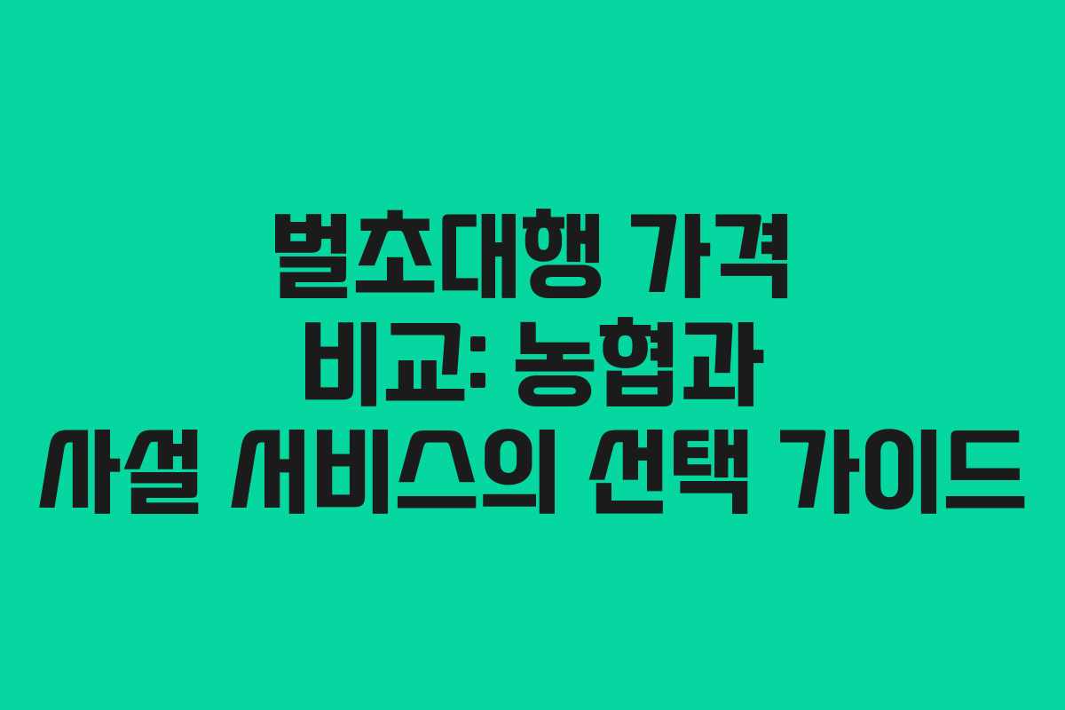 벌초대행 가격 비교: 농협과 사설 서비스의 선택 가이드