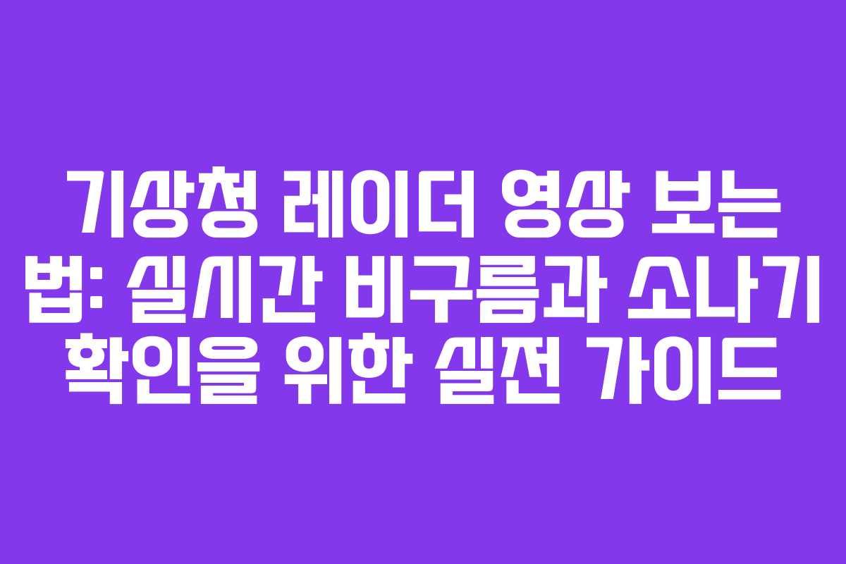 기상청 레이더 영상 보는 법: 실시간 비구름과 소나기 확인을 위한 실전 가이드
