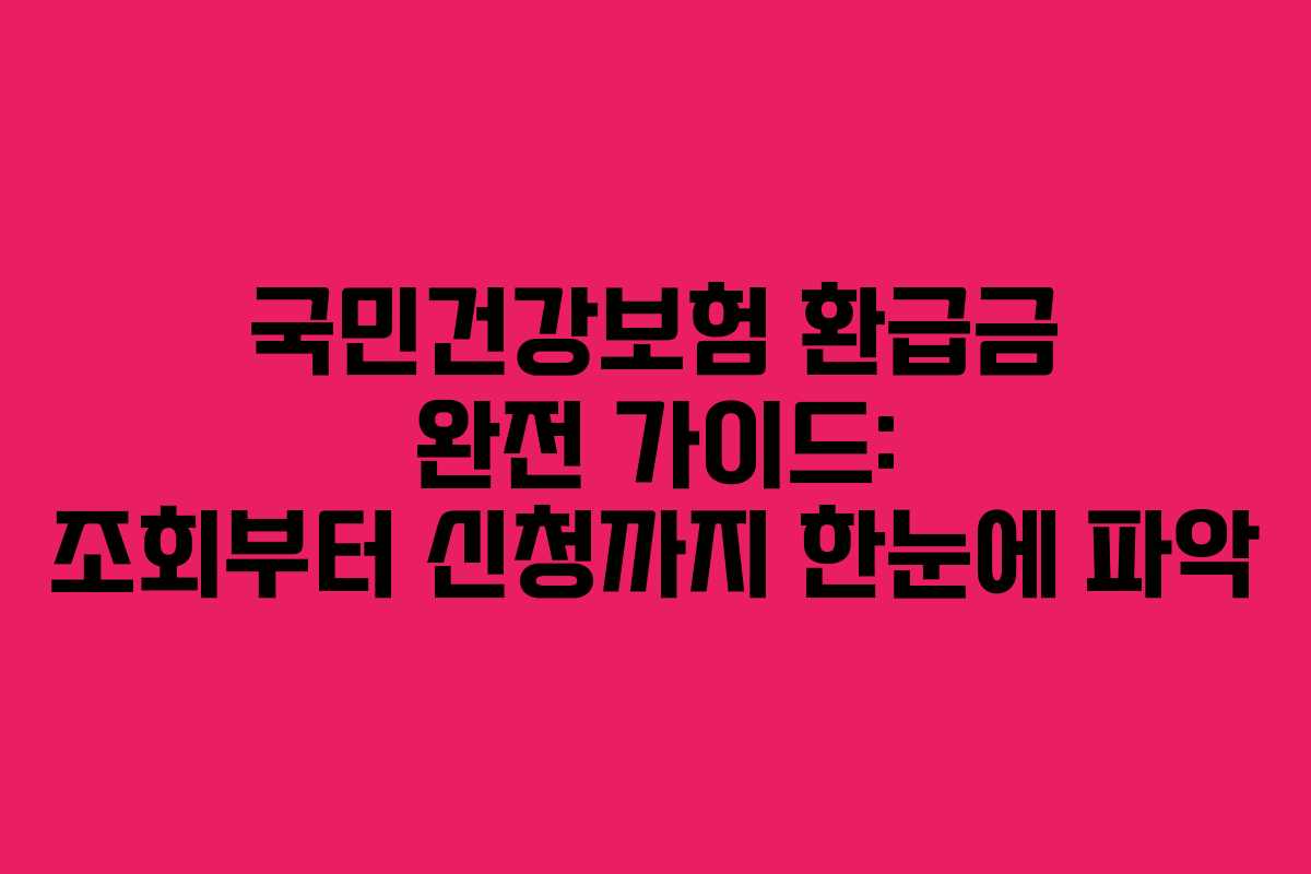 국민건강보험 환급금 완전 가이드: 조회부터 신청까지 한눈에 파악